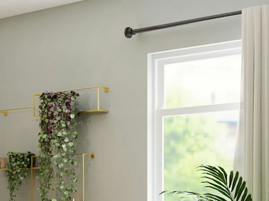 Architectural drapery hardware, antique brass curtain rods, and ripplefold tracks