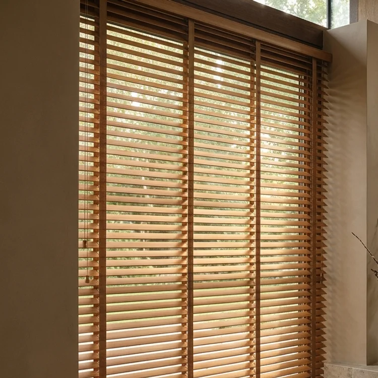 Executive study with wooden Venetian blinds in Anna Nagar, Chennai