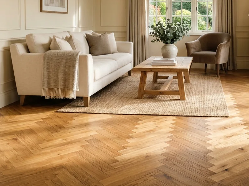 Boutique residence with engineered oak herringbone flooring in Nungambakkam, Chennai